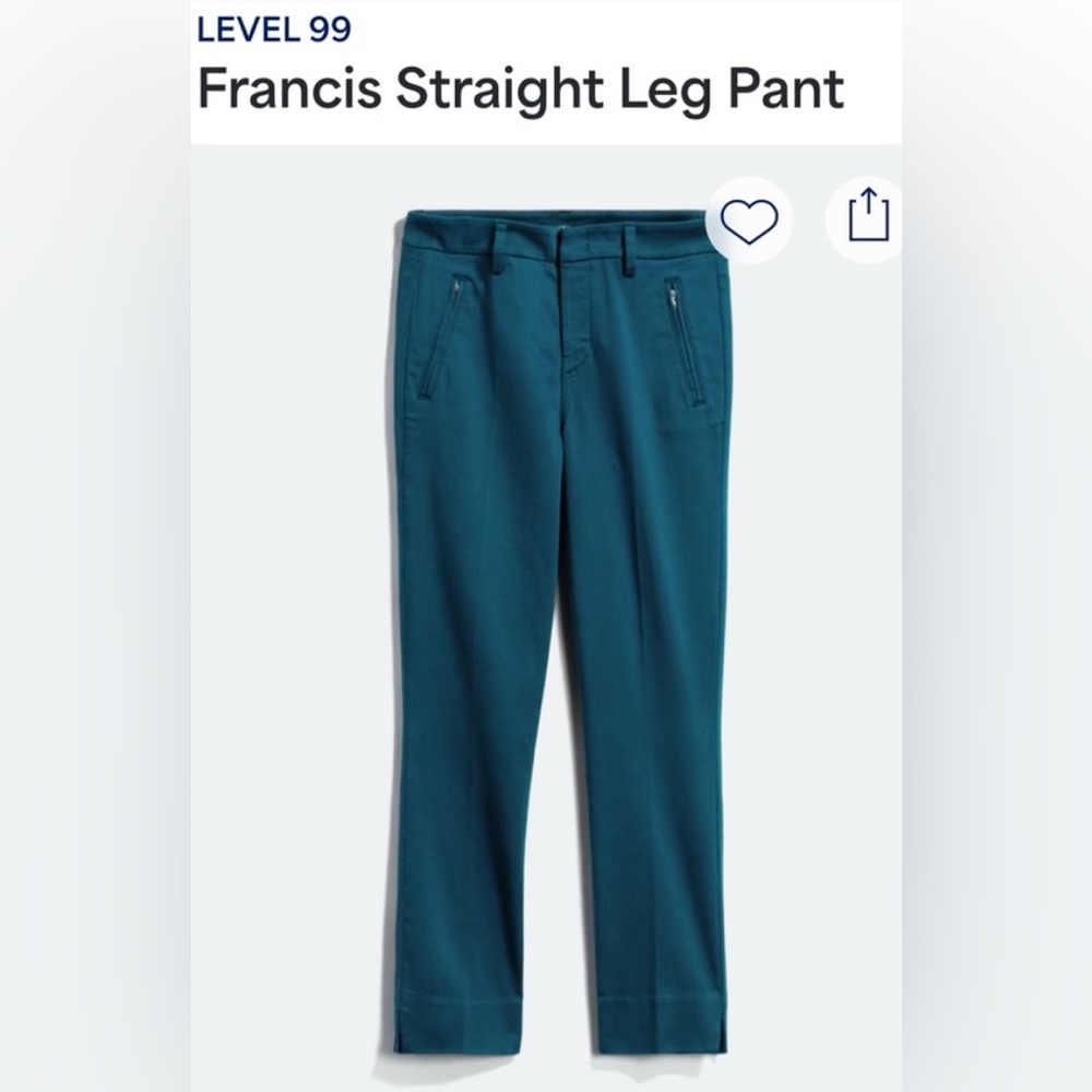 Level 99 Francis Straight Leg Trousers Teal PLUS - Picture 5 of 9